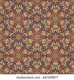 Ornate floral seamless texture, endless pattern with vintage mandala elements. Can be used for wallpaper, pattern fills, web page background, surface textures.Islam, Arabic, Indian, ottoman motifs.
