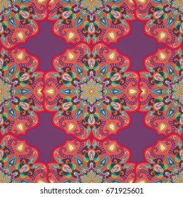 Ornate floral seamless texture, endless pattern with vintage mandala elements. Can be used for wallpaper, pattern fills, web page background, surface textures.Islam, Arabic, Indian, ottoman motifs.