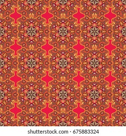 Ornate floral seamless texture, endless pattern with vintage mandala elements. Can be used for wallpaper, pattern fills, web page background, surface textures.Islam, Arabic, Indian, ottoman motifs.