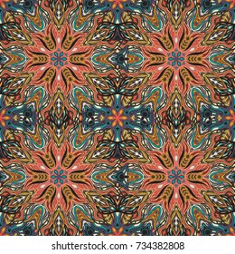 Ornate floral seamless texture, endless pattern with vintage mandala elements. Can be used for wallpaper, pattern fills, web page background, surface textures.Islam, Arabic, Indian, ottoman motifs.