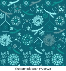Ornate floral seamless texture, endless pattern with flowers looks like retro snowflakes or snowfall. Seamless pattern can be used for wallpaper, pattern fills, web page background, surface textures.