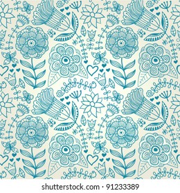 Ornate floral seamless texture, endless pattern with flowers. Seamless pattern can be used for wallpaper, pattern fills, web page background, surface textures