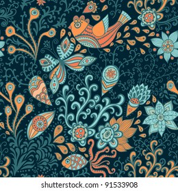 Ornate floral seamless texture, endless pattern with flowers. Seamless pattern can be used for wallpaper, pattern fills, web page background, surface textures