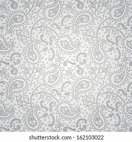 Ornate floral seamless texture. Light silver pattern. Persian style background. Seamless pattern can be used for wallpaper, pattern fills, web page background, surface textures.