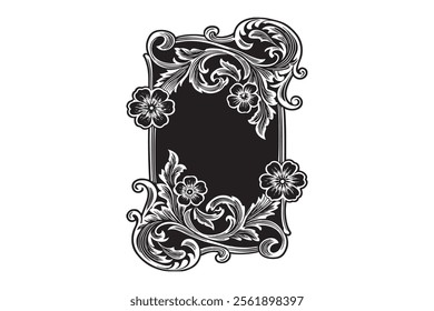 Ornate Floral Silhouette Frame Vector Bundle for Laser Cutting and Engraving Projects