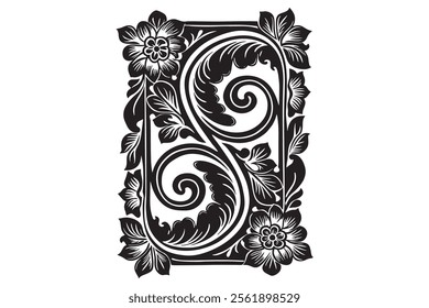 Ornate Floral Silhouette Frame Vector Bundle for Laser Cutting and Engraving Projects