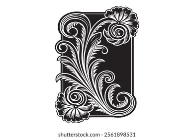 Ornate Floral Silhouette Frame Vector Bundle for Laser Cutting and Engraving Projects