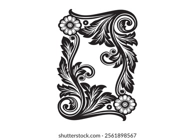 Ornate Floral Silhouette Frame Vector Bundle for Laser Cutting and Engraving Projects