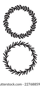 Ornate floral wreath illustration set. Vector collection of antique vector frame for botanical wedding invitation. 