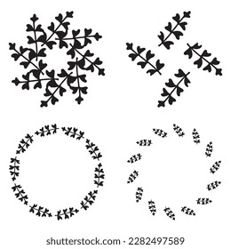Ornate floral wreath illustration set. Vector collection of delicate vector frame for wedding invitation. 
