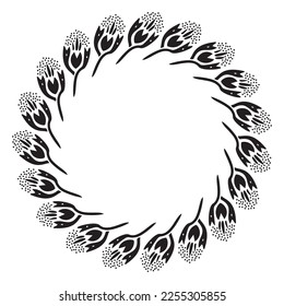 Ornate floral wreath illustration. Vector delicate vector frame for wedding invitation. 