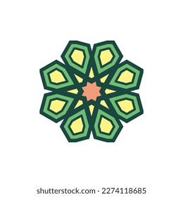 ornate flower icon in green color Ramadan and Islamic Eid