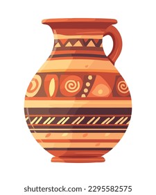 Ornate flower vase with ancient pottery design isolated