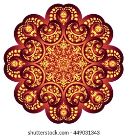Ornate flowers colors vector mandala in indian style. Vintage decorative elements. Hand drawn background. Islam, Arabic, Indian, ottoman motifs.