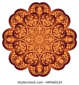 Ornate flowers colors vector mandala in indian style. Vintage decorative elements. Hand drawn background. Islam, Arabic, Indian