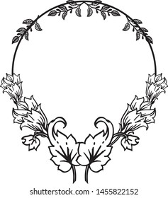 Ornate flowers, design unique frame, template of cards. Vector