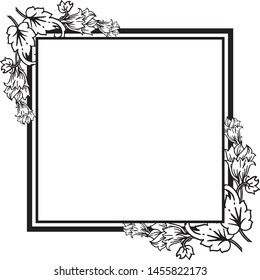Ornate flowers, design unique frame, template of cards. Vector