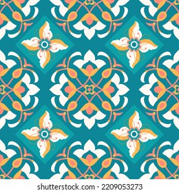Ornate flowers seamless pattern, floral background in turkish style