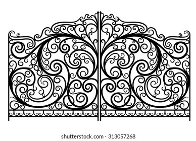 Ornate forged vector gates. EPS 8