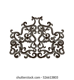Ornate forged vector gates. Vintage baroque frame scroll ornament engraving border floral retro pattern antique style acanthus foliage swirl decorative design element filigree calligraphy wedding