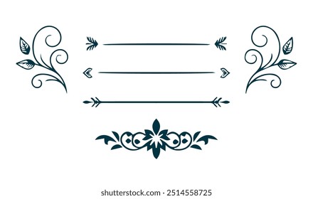 Ornate Frame with Arrows Vector. Floral Corner Vector Enhance your design 
projects with this ornate frame featuring elegant arrows. Perfect for 
invitations, greeting cards, and other creative works 