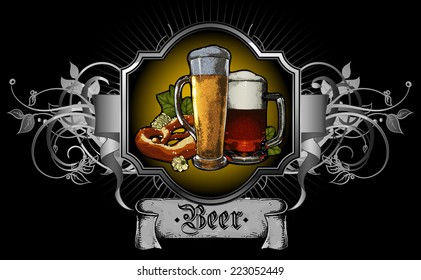 ornate frame with beer