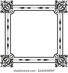 Ornate frame border. Decorative corner accents. Elegant vector design. Classic scrollwork element