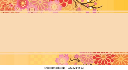 Ornate frame border Japanese pattern background

