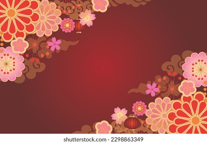 Ornate frame border Japanese pattern background
