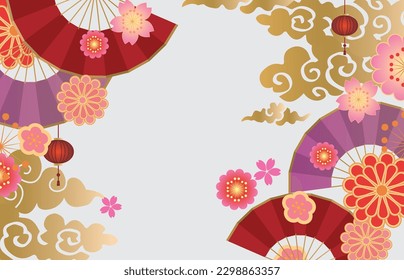 Ornate frame border Japanese pattern background
