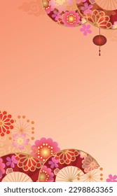 Ornate frame border Japanese pattern background
