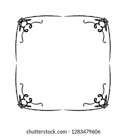 Ornate frame decor element. Detailed ink black outline rich ornament, EPS