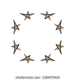 Ornate frame decor element with stars. Detailed ornament, EPS