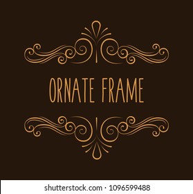 Ornate frame. Decorative page divider. Flourish pattern. Swirl. Wedding invitation, Greeting card design. Vector illustration.