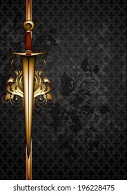 ornate frame with decorative sword