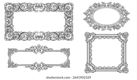 Ornate Frame Design Elements for Artistic Project and Craft Ideas