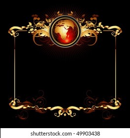 ornate frame with Earth globe