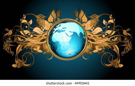 Ornate Frame Earth Globe Stock Vector (Royalty Free) 49903441