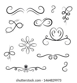 Ornate frame elements. Vintage and filigree decoration. Ornament frames and scroll swirls element.