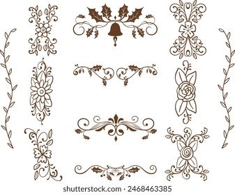 Ornate frame elements. Vintage and filigree decoration. Ornament frames and scroll swirls element. Filigree divider wedding Invitation. Calligraphic curl and swirly line. weeding vintage frame.