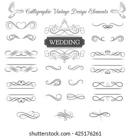 Ornate frame elements. Vintage filigree decoration. Filigree ornate frame element.  Divider scroll swirl frame. Wedding invitation template. vintage hand draw decoration.