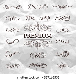 Ornate frame elements. Vintage and filigree decoration scroll swirls element. Vector Illustration