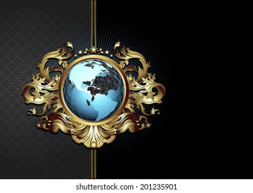 ornate frame with globe