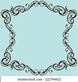 Ornate frame is isolated on blue