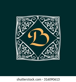 Ornate frame for monogram, logo or other symbol in arabesque style. 

The letter 'B' is replaceable.
