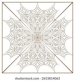 Ornate frame pattern. Geometric line Vector. Intricate contour illustration. Brown subtle background.