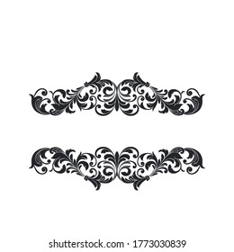Ornate frame, scroll element. Label and vintage page. Vector Illustration.