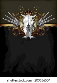 ornate frame with skull and arms