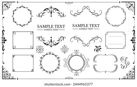 Ornate frames and borders, calligraphic design elements, vector set.