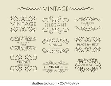 Ornate frames and borders. Elements for design of monograms, invitations, frames, menus, labels and websites. Vintage vector set.